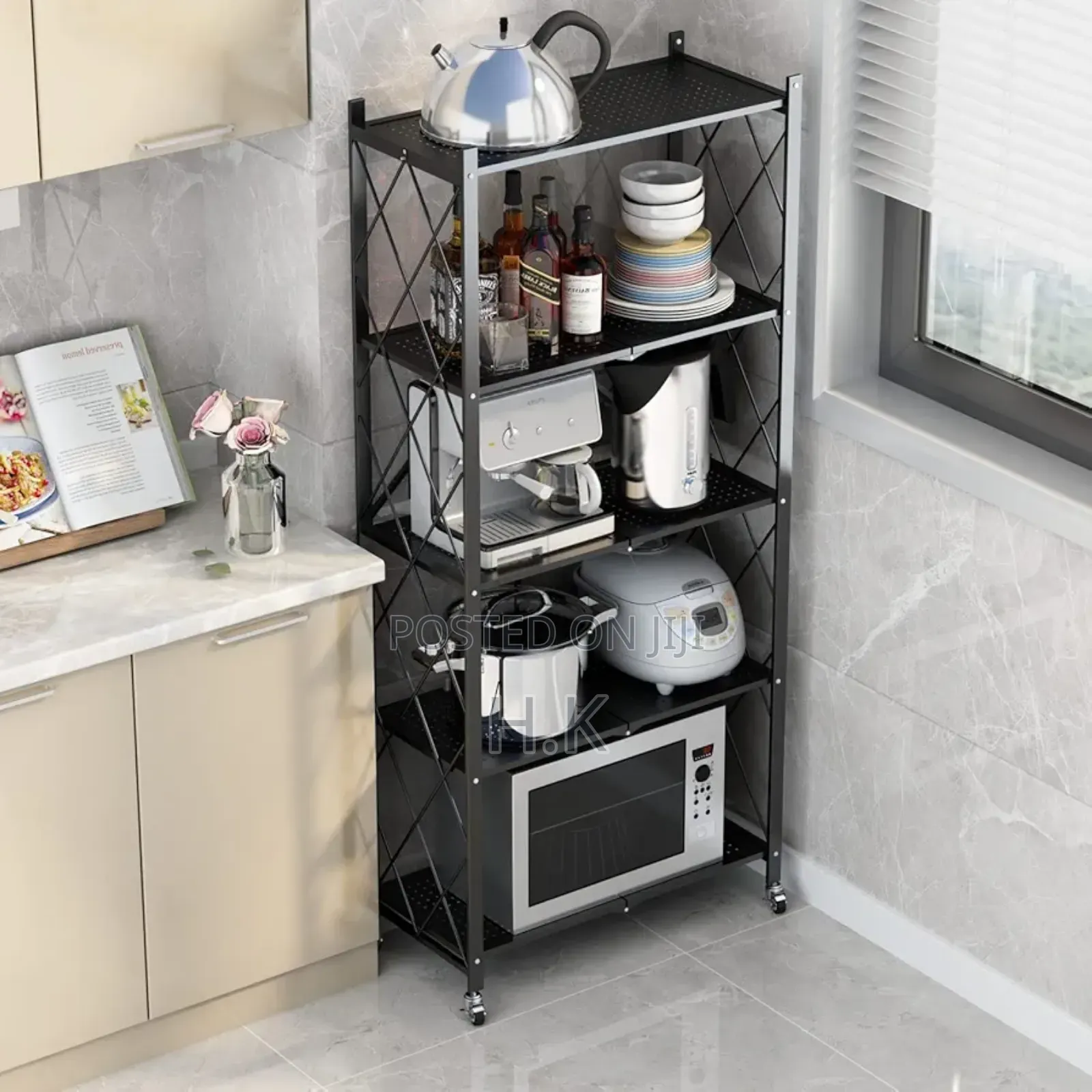 5-layer Foldable Storage Rack With Wheels