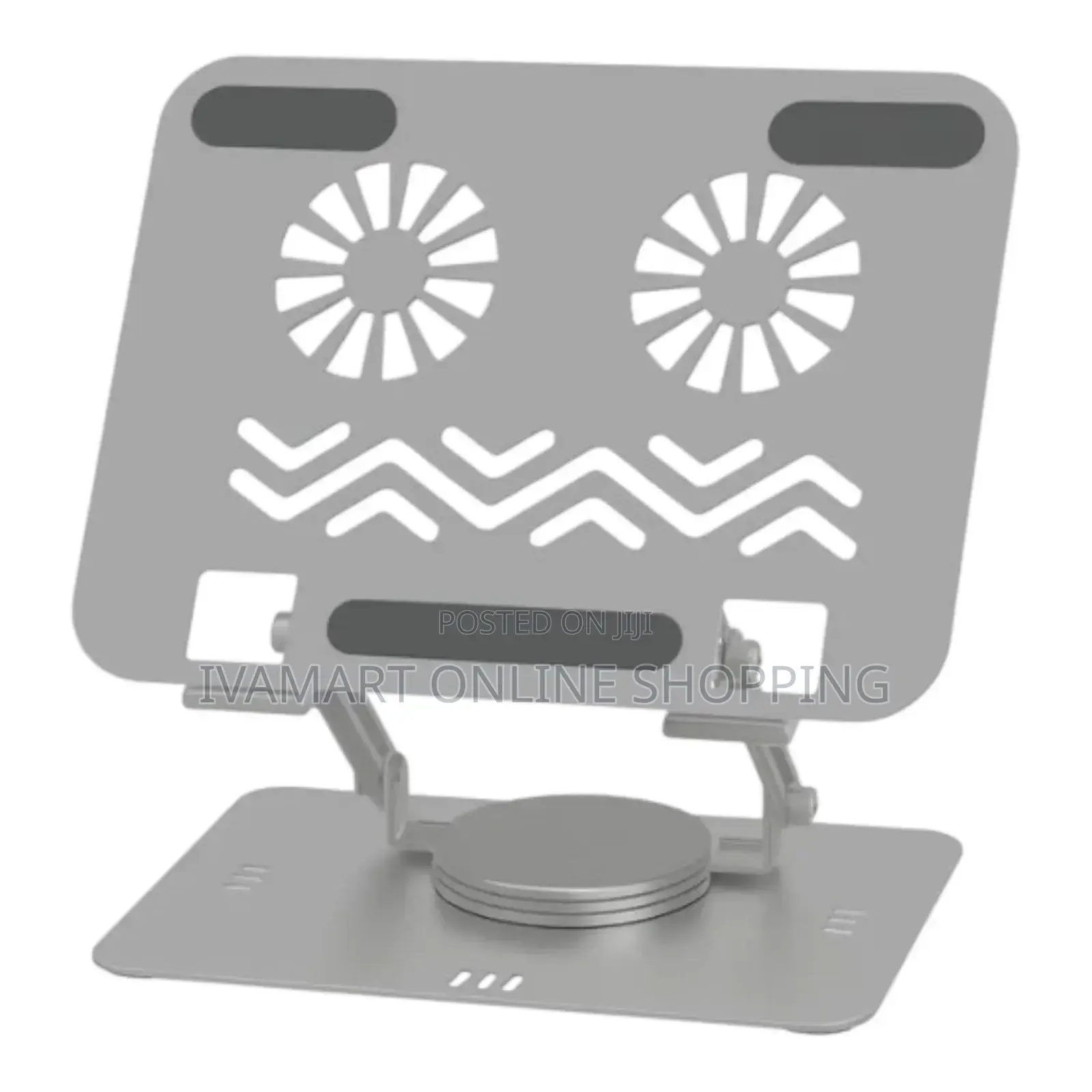 Adjustable Laptop Stand With Dual Cooling Fans – 360° Rotating Base