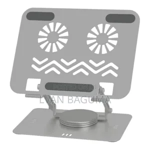 Adjustable Laptop Stand With Dual Cooling Fans – 360° Rotating Base