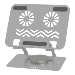 Adjustable Laptop Stand With Dual Cooling Fans – 360° Rotating Base