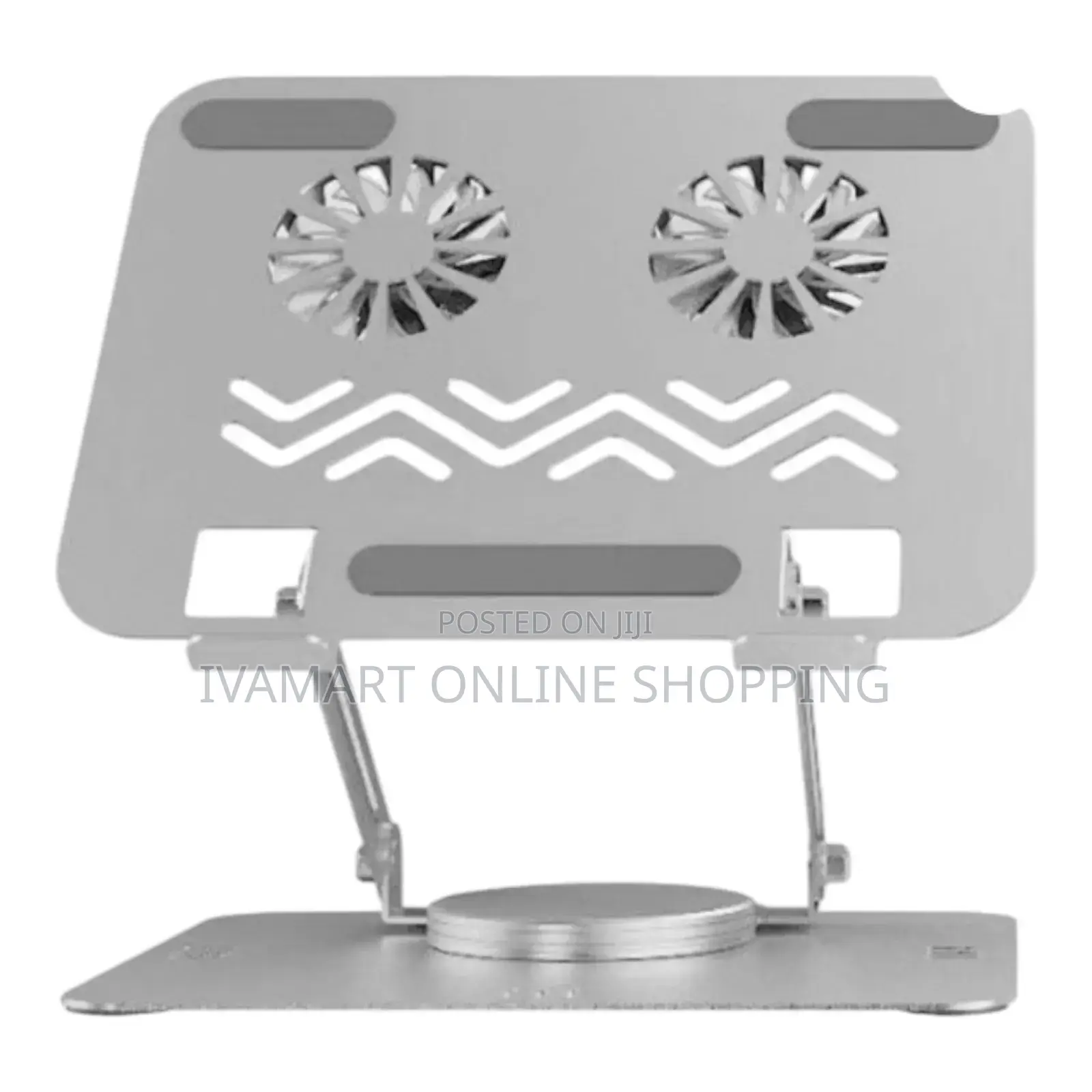 Adjustable Laptop Stand With Dual Cooling Fans – 360° Rotating Base
