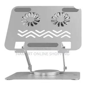 Adjustable Laptop Stand With Dual Cooling Fans – 360° Rotating Base