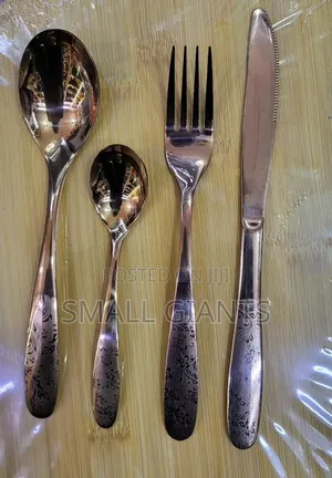 24-Piece Set of Stainless Steel Flatware With Engraved Floral Pattern