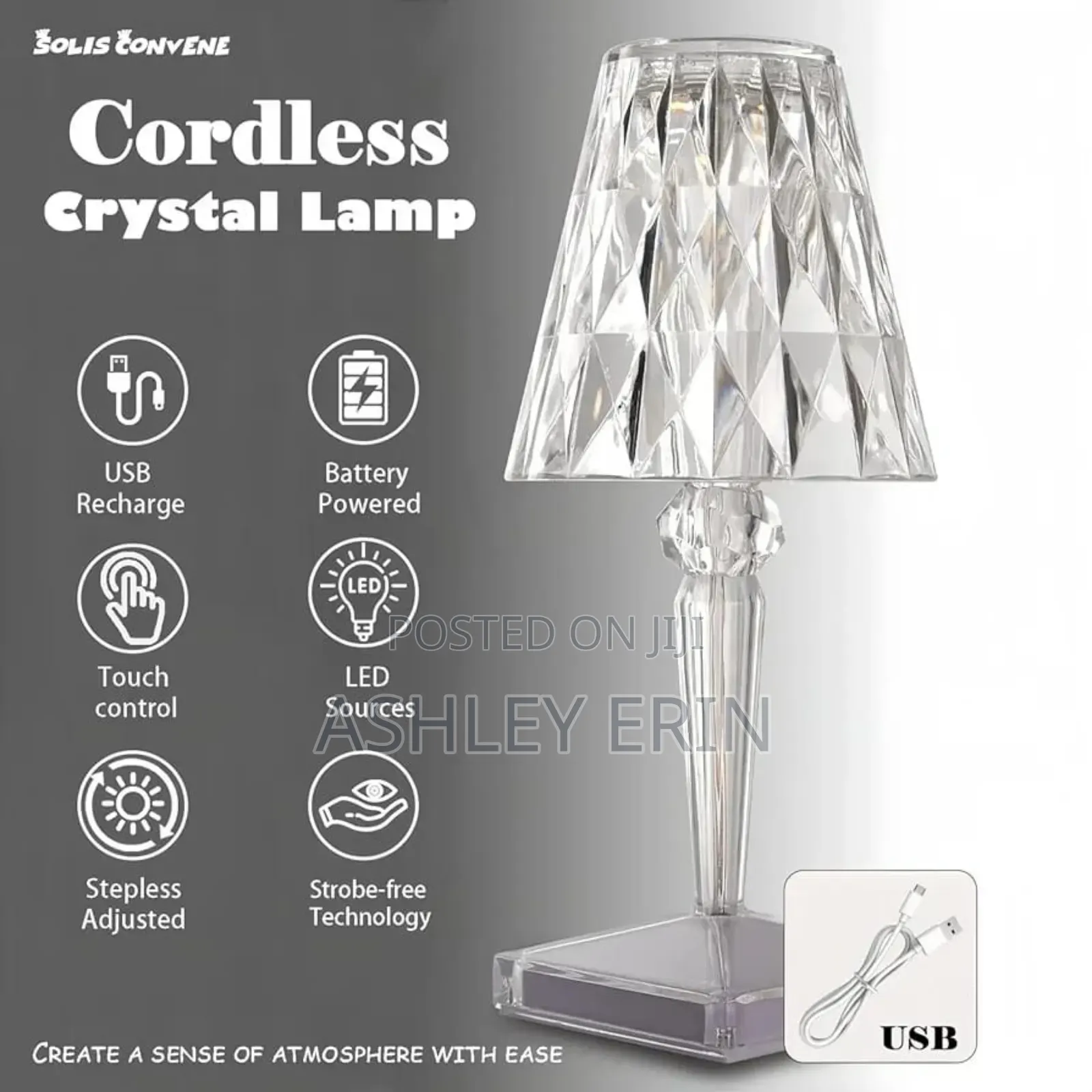 Solis Convene Cordless Crystal Lamp