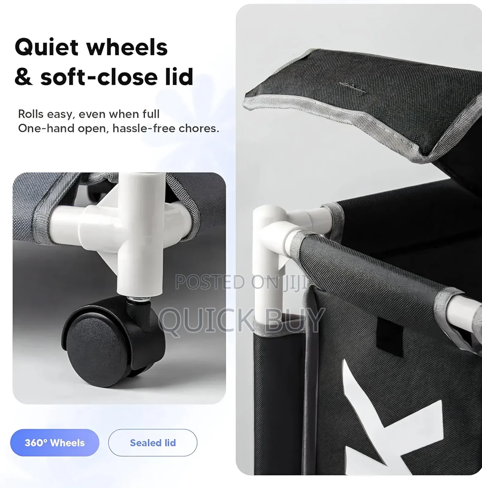 3-Section Laundry Sorter With a PVC Pipe Frame and Wheels.