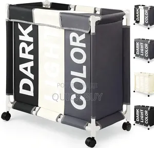 3-Section Laundry Sorter With a PVC Pipe Frame and Wheels.