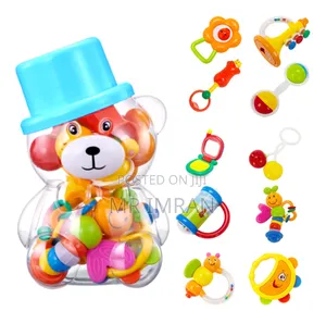 10-Piece Baby Rattle and Teether in a Bear-Shaped Storage Container