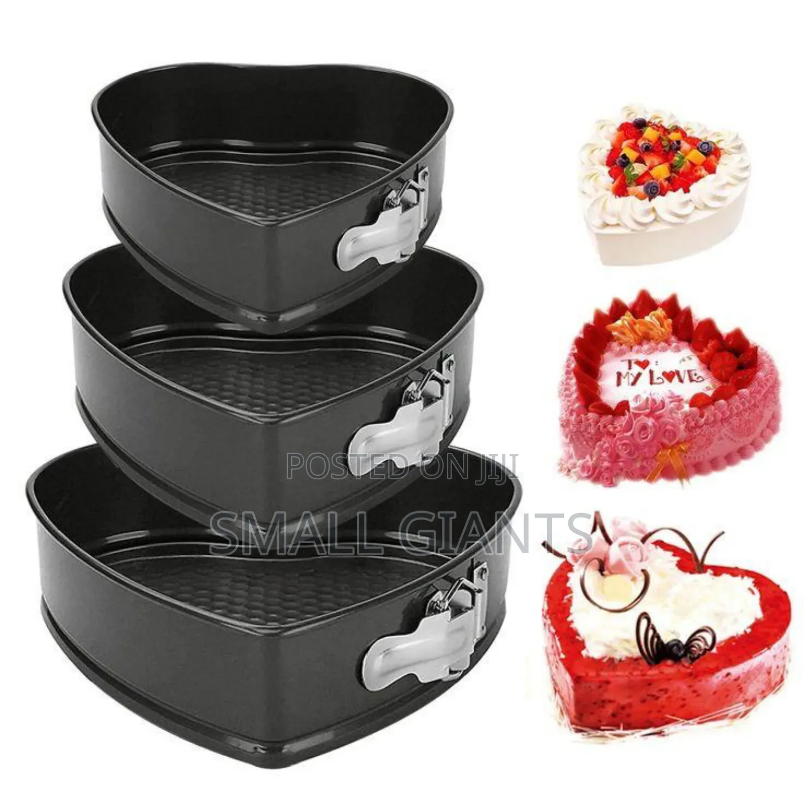 Three Non-Stick Heart-Shaped Springform Cake Pans.