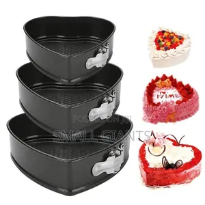 Three Non-Stick Heart-Shaped Springform Cake Pans.