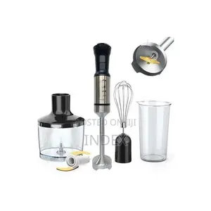 Hoffmans 4 in 1 Hand Blender With Whisk and Mincer-Silver/Black