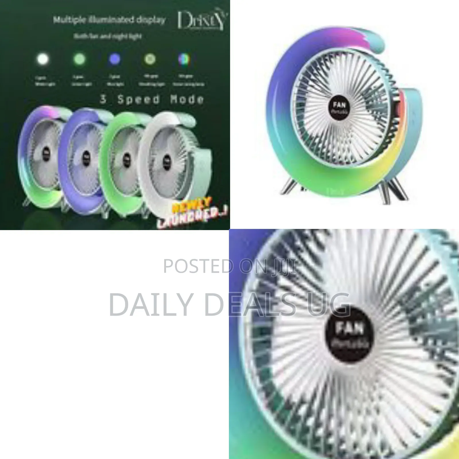 Multi-Functional Portable Desktop Fan Featuring RGB Mood Lighting