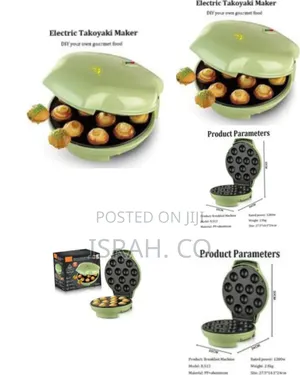 Raf Electric Takoyaki Maker, 12 Holes Takoyaki Pan, Mini Home
