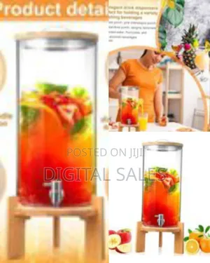 Elegant Glass Beverage Dispenser With Wooden Stand