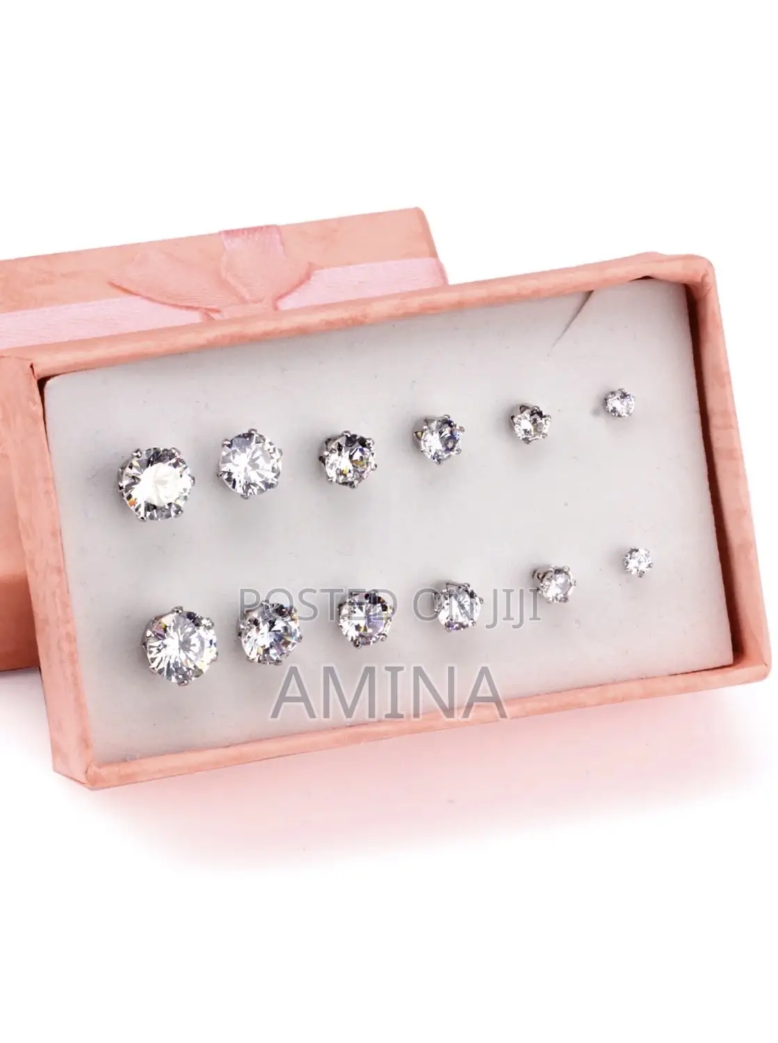 Boxed Round 6pair Cz Studs