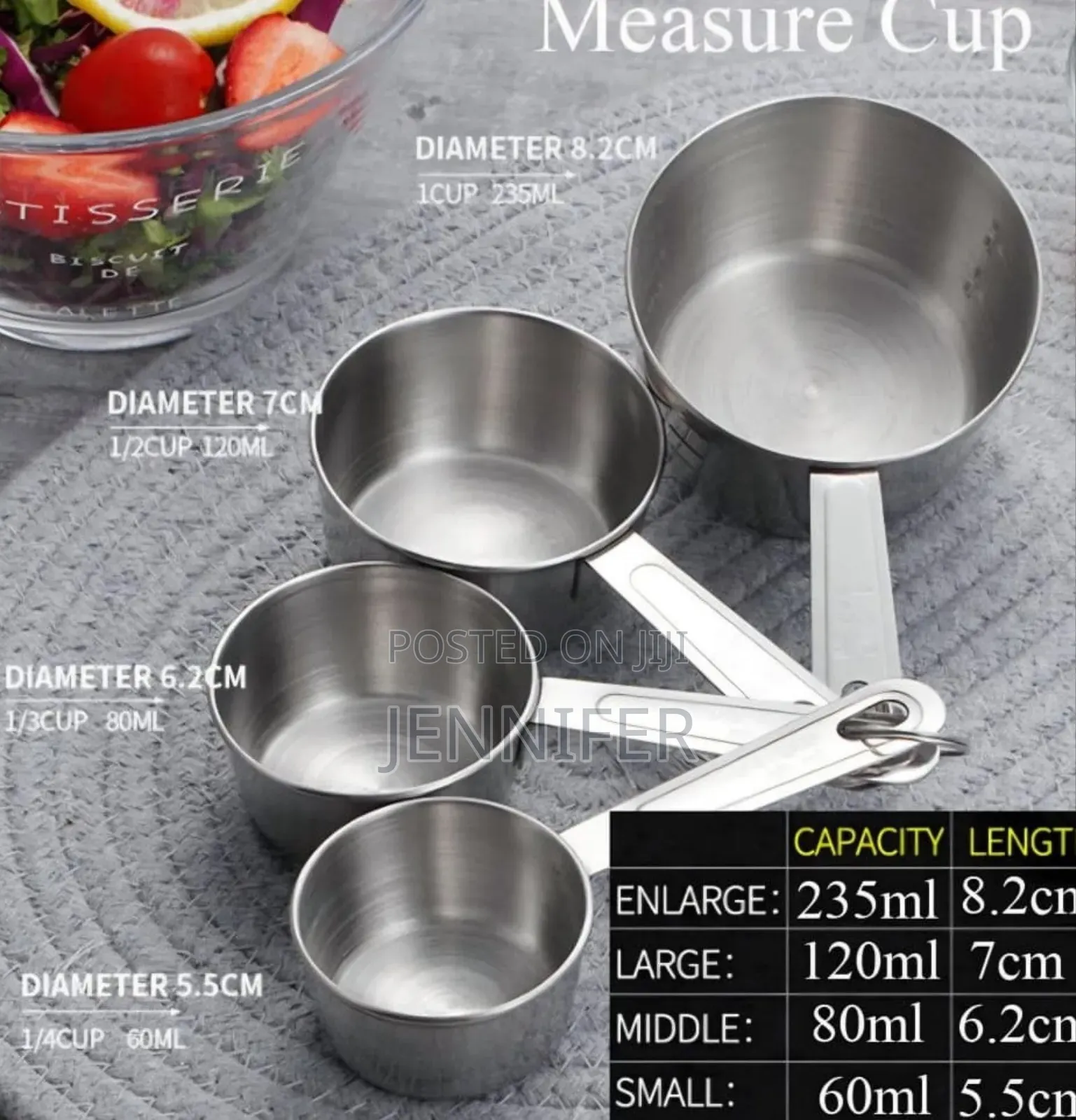 4pcs Stainless Steel Measuring Cups