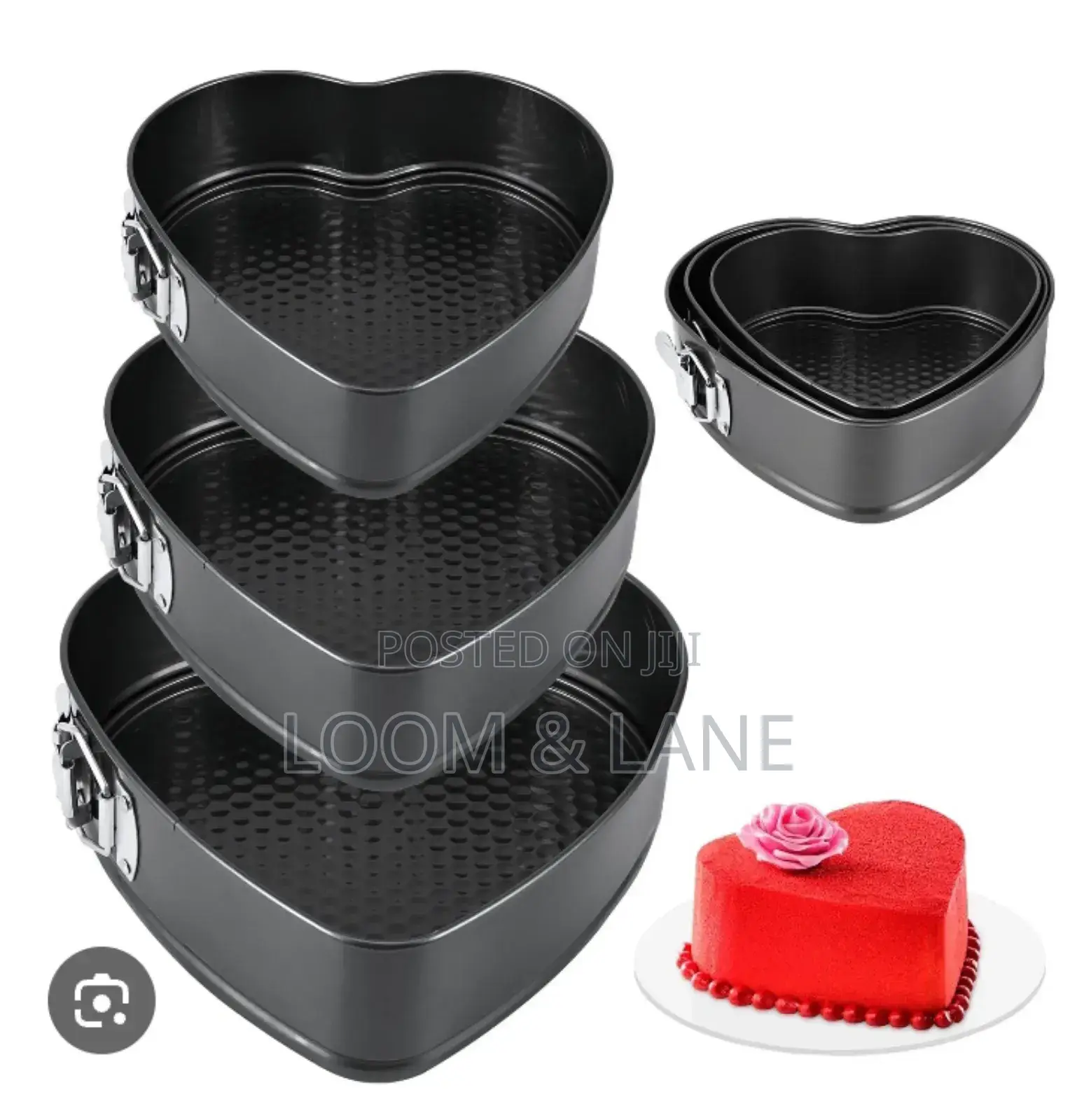 Three Non-Stick Heart-Shaped Springform Cake Pans