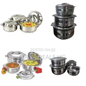 3 Piece Set of Stainless Steel Serving Dishes - Multicolor