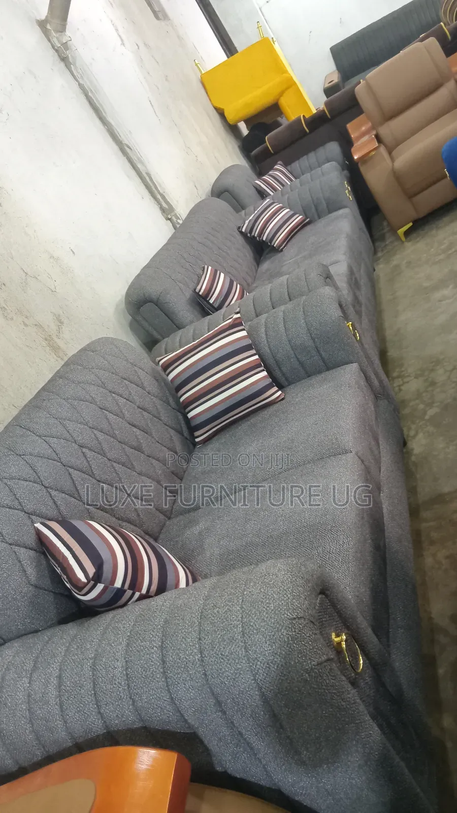 Grey Sofa Six Seater