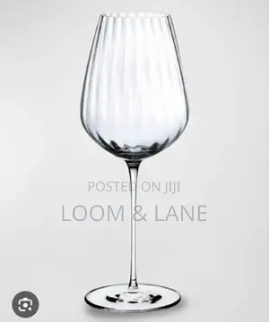 6 Bohemia Crystal Waterfall Optic Wine Glasses