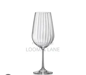 6 Bohemia Crystal Waterfall Optic Wine Glasses