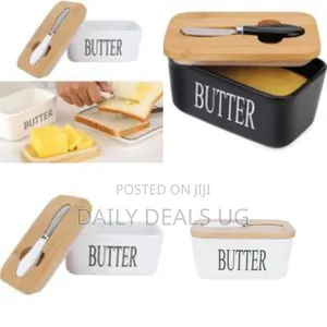 Elegant Ceramic Butter Dish With Wooden Lid Knife##75,000