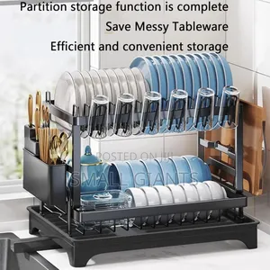 Convenient Folding Two-Tier Dish Drainer With a Removable Tray