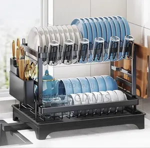 Convenient Folding Two-Tier Dish Drainer With a Removable Tray