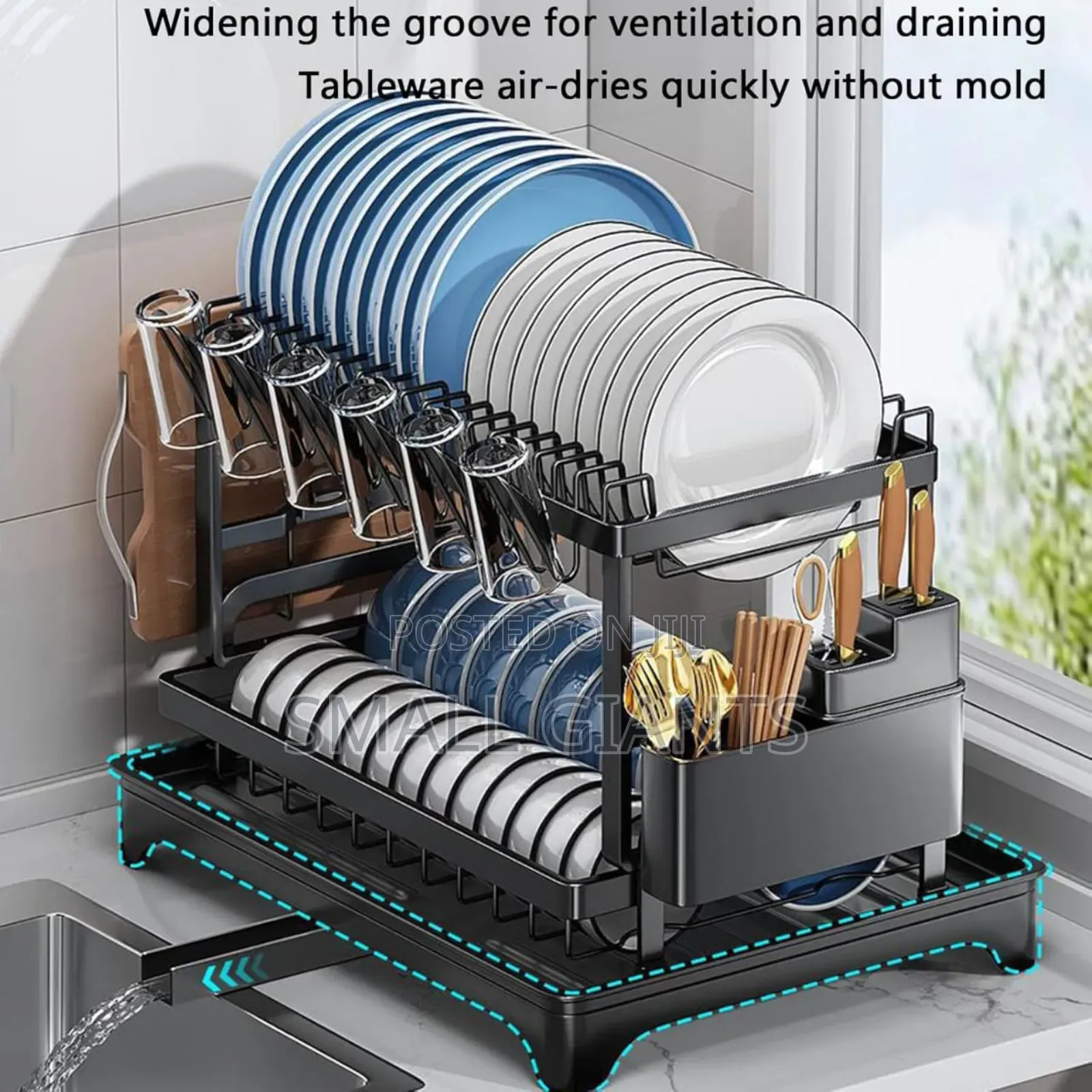 Convenient Folding Two-Tier Dish Drainer With a Removable Tray