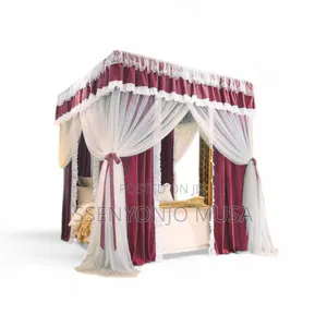 4 Stand Curtain Mosquito Net - Maroon |Elegant Protective