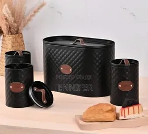 5-Piece Cream/Black Kitchen Storage Canister Set