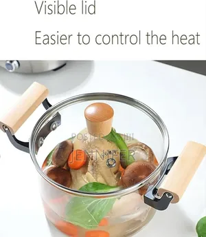 Glass Cooking Pot With Wooden Handle