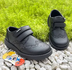 Original Crab Kids Black Leather School Shoes