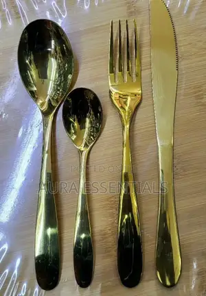 24pcs Gold-Plated Stainless Steel Cutlery
