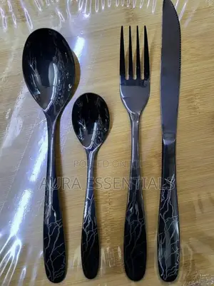 24pcs Black Stainless Steel Cutlery Set