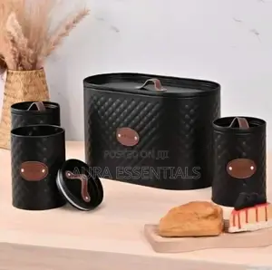 5-Piece Cream/Black Kitchen Storage Canister Set