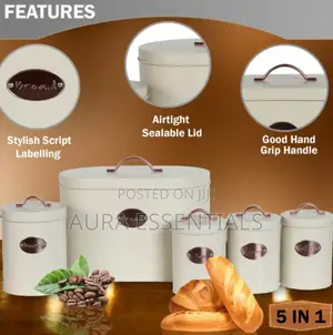 5-Piece Cream/Black Kitchen Storage Canister Set