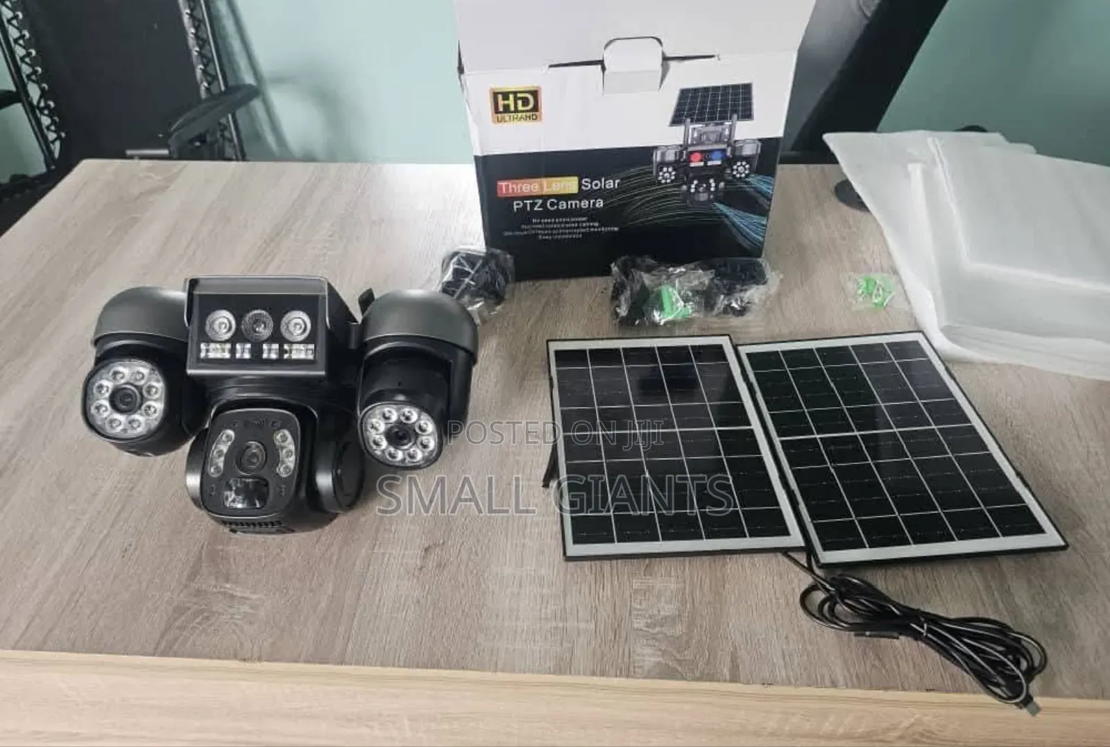 Solar-Powered PTZ (Pan-Tilt-Zoom) Security Camera.