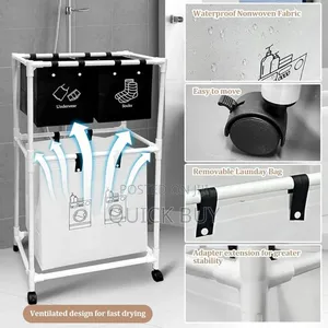 Multi-Functional 3-Tier Rolling Laundry Sorter With Shelves.