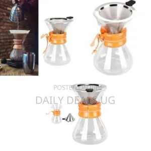 Elegant Glass Pour-Over Coffee Maker With Wooden Collar - Multicolor