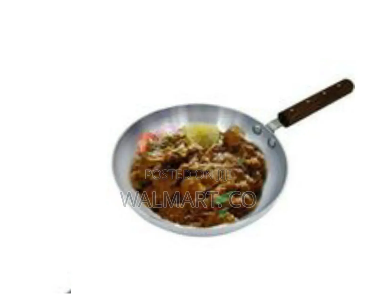 Classic Aluminum Frying Pan With a Wooden Handle