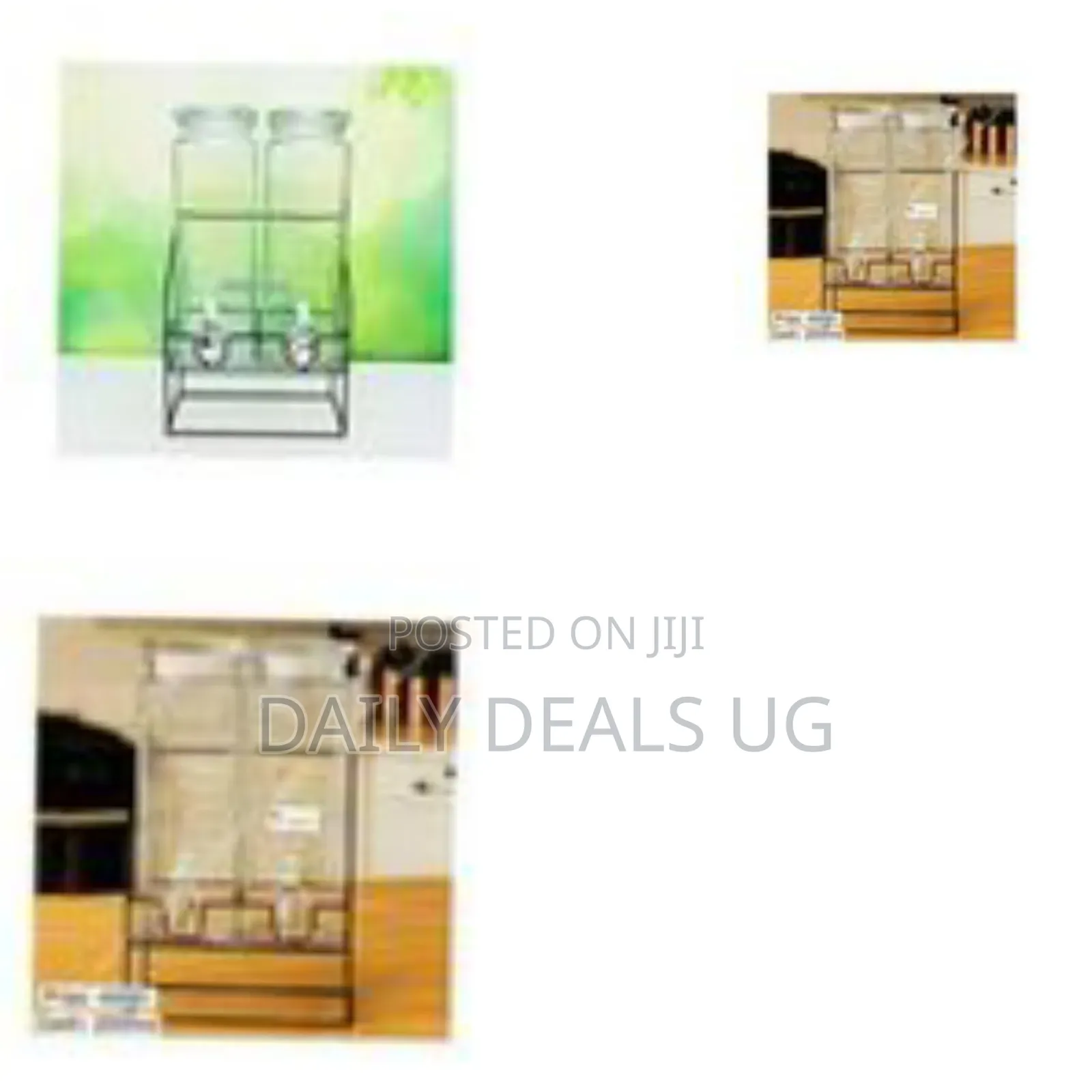 Double Glass Beverage Dispenser Set With a Black Metal Stand