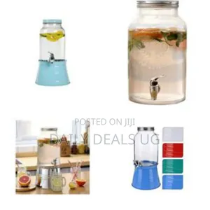 Large Glass Beverage Dispenser With Metal Stand and Spigot -Multicolor