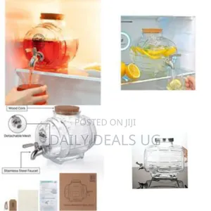 Stylish Barrel-Shaped Glass Beverage Dispenser With Spigot-Transparent