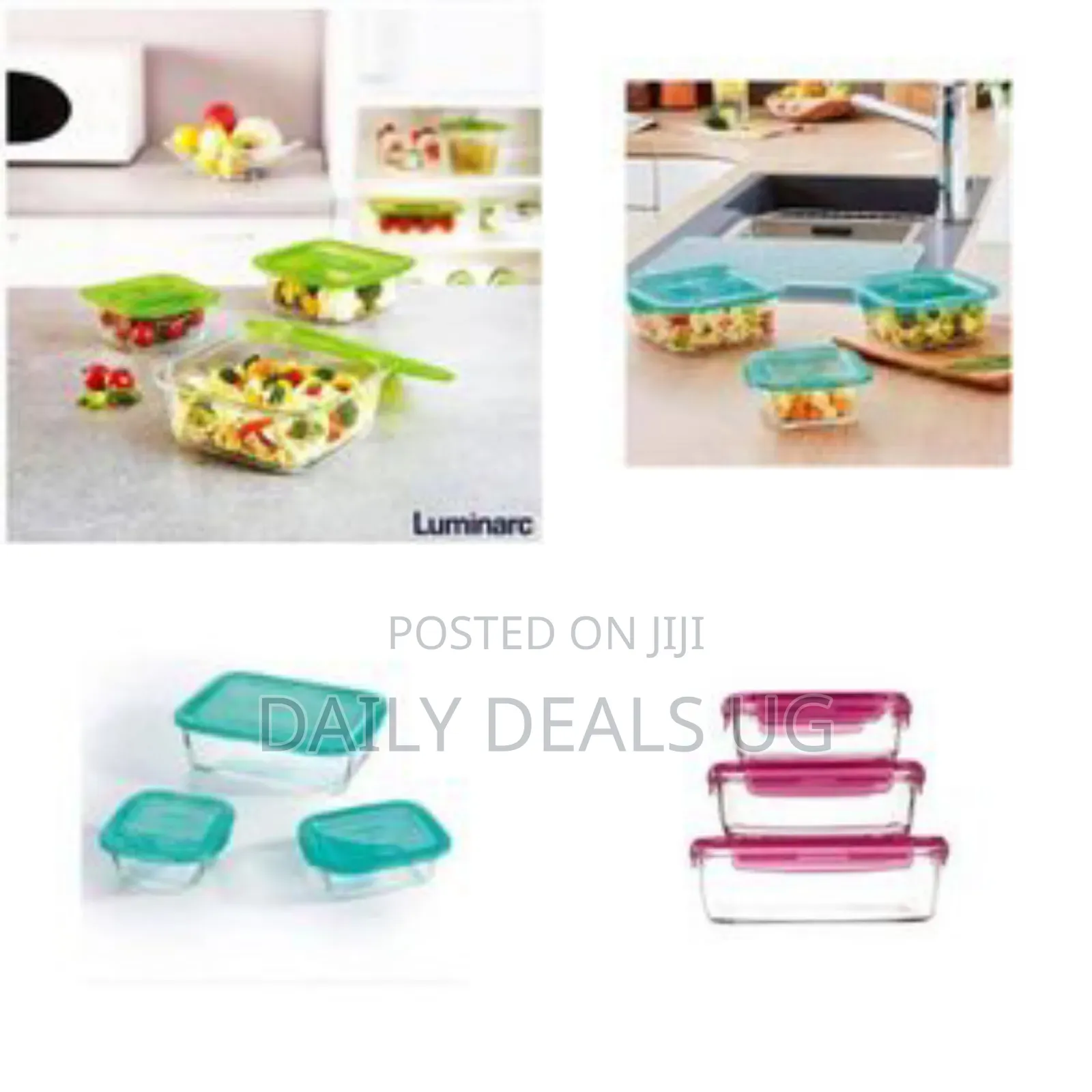 Luminarc Set of 3 Glass Food Storage Containers With Lids
