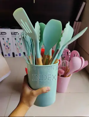 Silicone Kitchen Tool Set, 12 Pieces, Spoons, Spatulas, Tongs