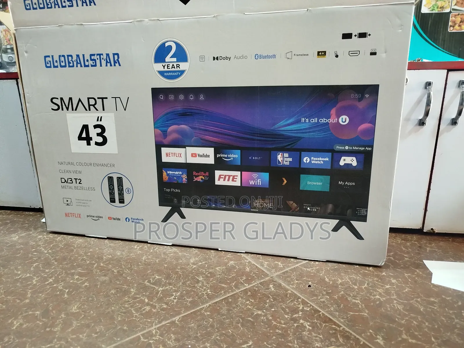 Global Star 43 Smart Android Digital Flat Screen Flameless.