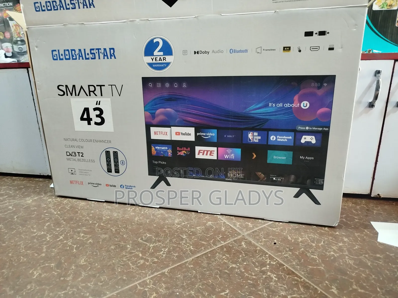 Global Star 43 Smart Android Digital Flat Screen Flameless.