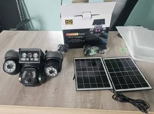 Solar-Powered PTZ (Pan-Tilt-Zoom) Security Camera.