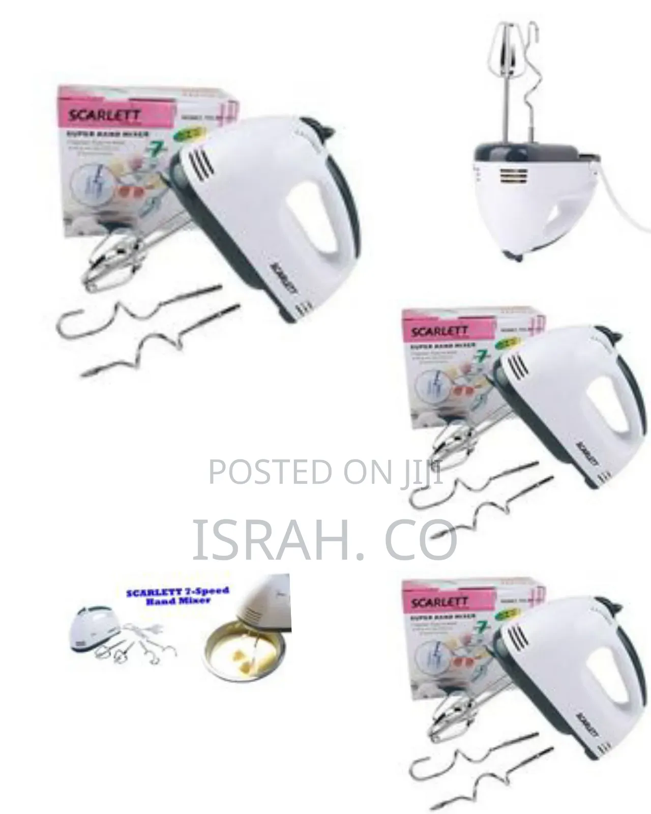 Scarlett 7-Speed Electric Hand Mixer, Egg Beater,White