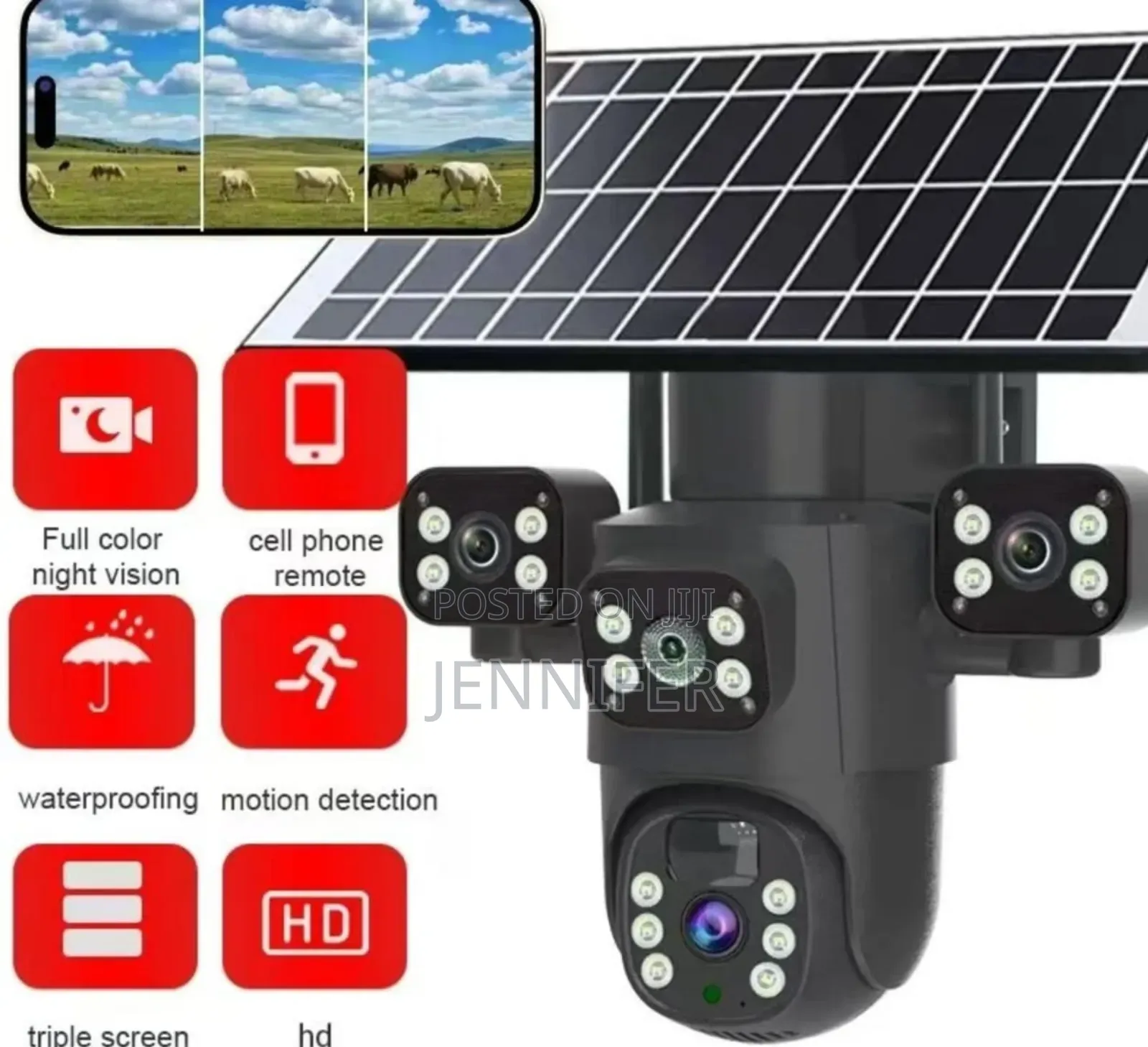 V380 Pro Solar-Powered Smart Alarm PTZ Security Camera System
